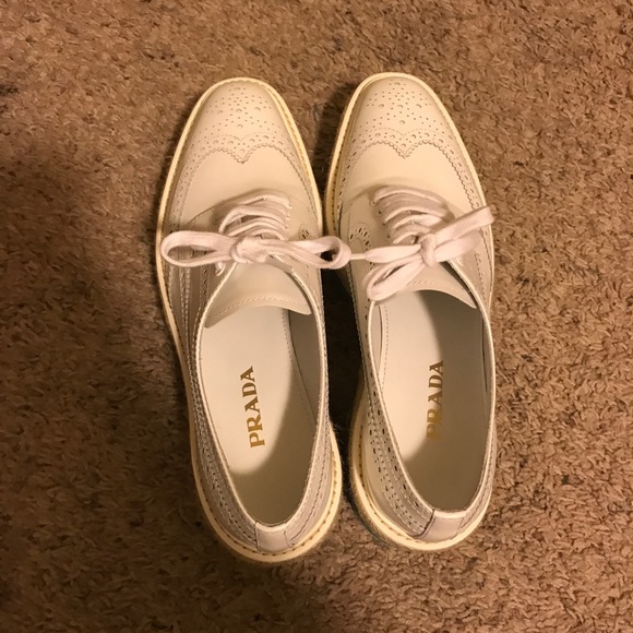 ❗️Sale❗️Prada Platform Brogue-Trim Leather Oxford - Picture 1 of 5